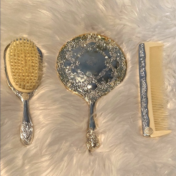Vintage Godinger Silver Art Silver Plated Vanity Set Art Nouveau Cottagecore - Picture 1 of 6